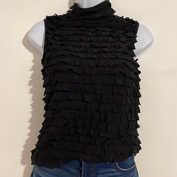 𝅺BLACK Ruffle Blouse! - Picture 2 of 3